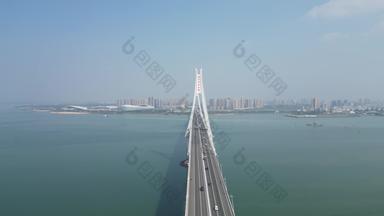 航拍广东湛江海湾大桥